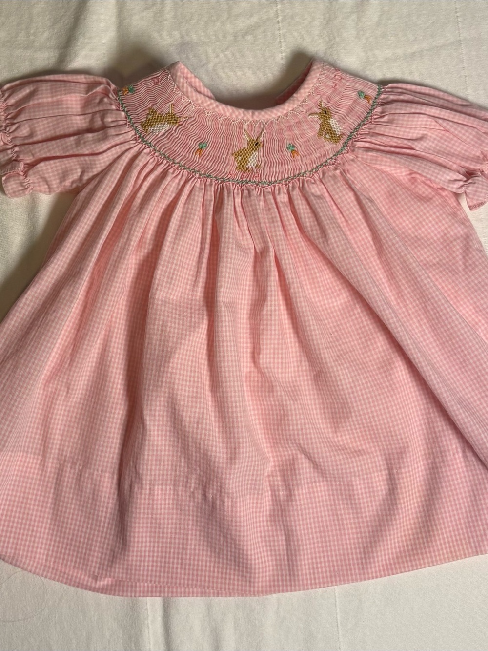 Hand Smocked Bunny Gingham Girls' Dress